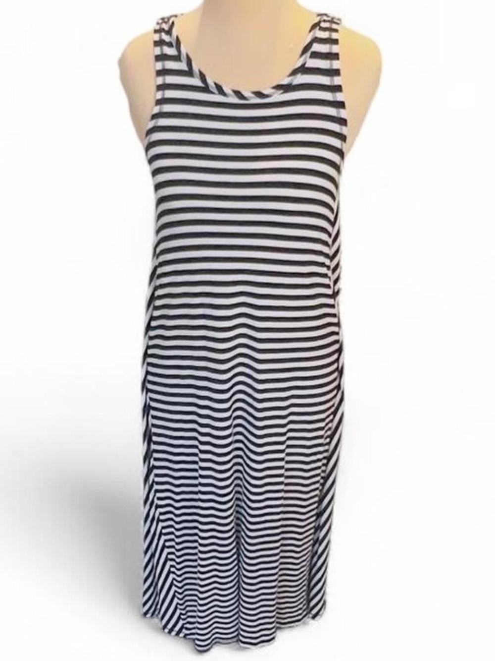 Premise Black White Striped Maxi Dress XS Sleeveless Stretch Casual